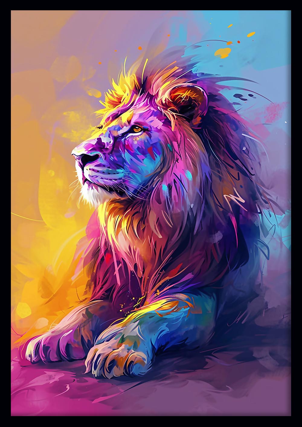 Regal Rainbow Lion – Majestic Abstract Animal Canvas Art – T853 – AiPrintLab