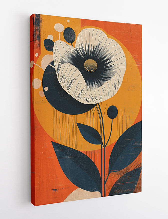 Retro Bloom – Bold Mid-Century Modern Flower Canvas & Poster Art – T995 – AiPrintLab