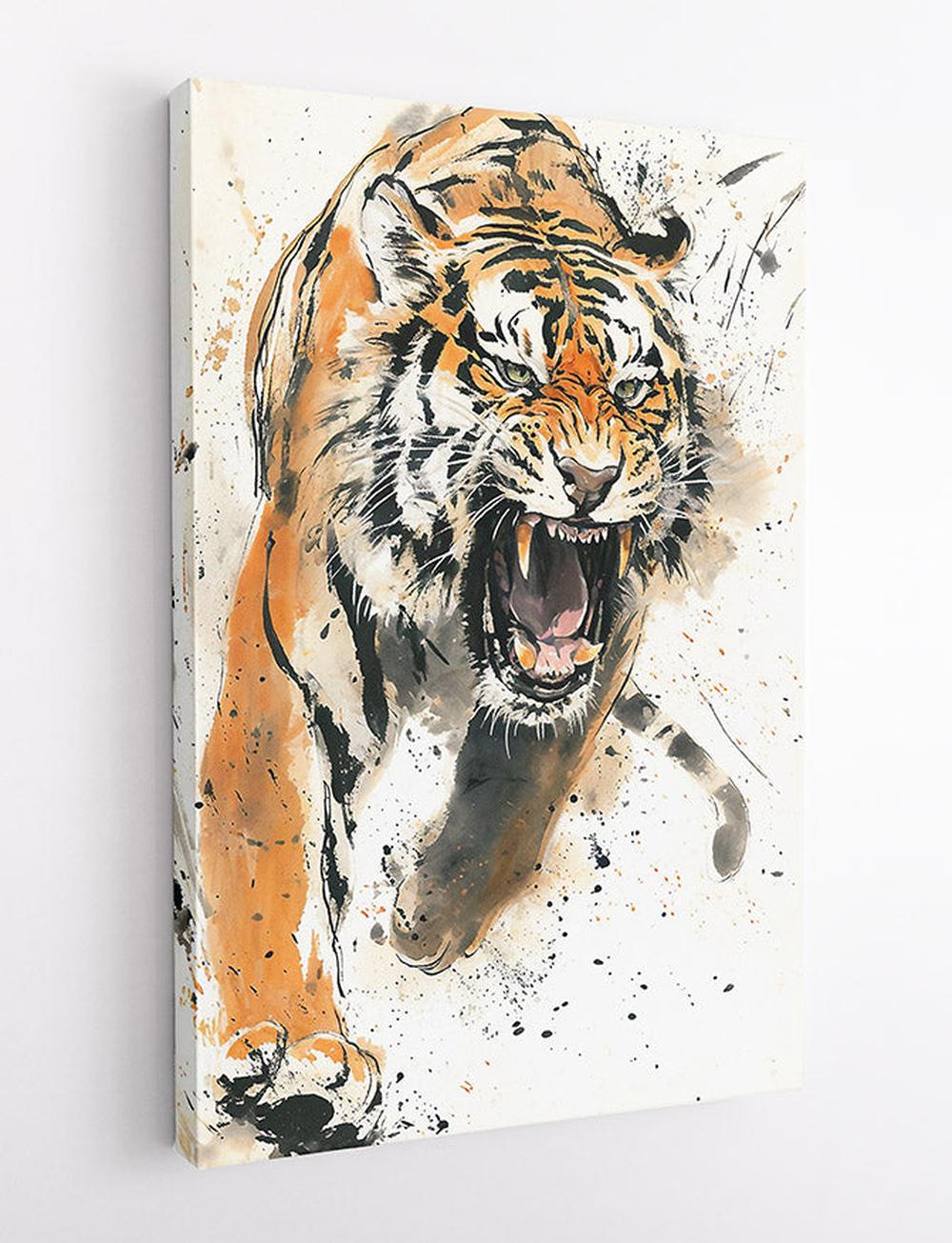 Roaring Tiger Watercolor Canvas Print & Poster – T582 – AiPrintLab