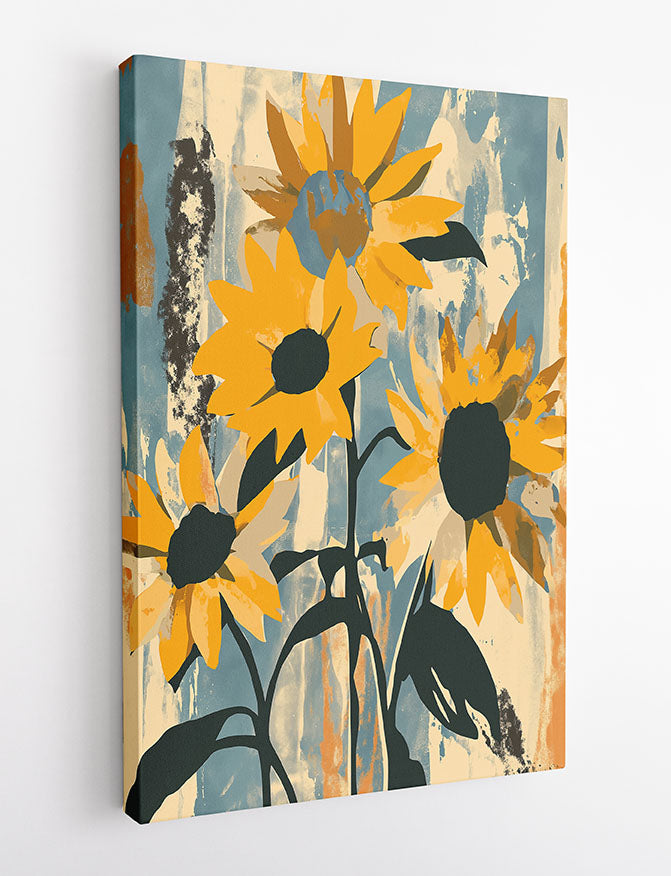 Rustic Sunflowers – Vintage Botanical Canvas & Poster Wall Art – T987 – AiPrintLab