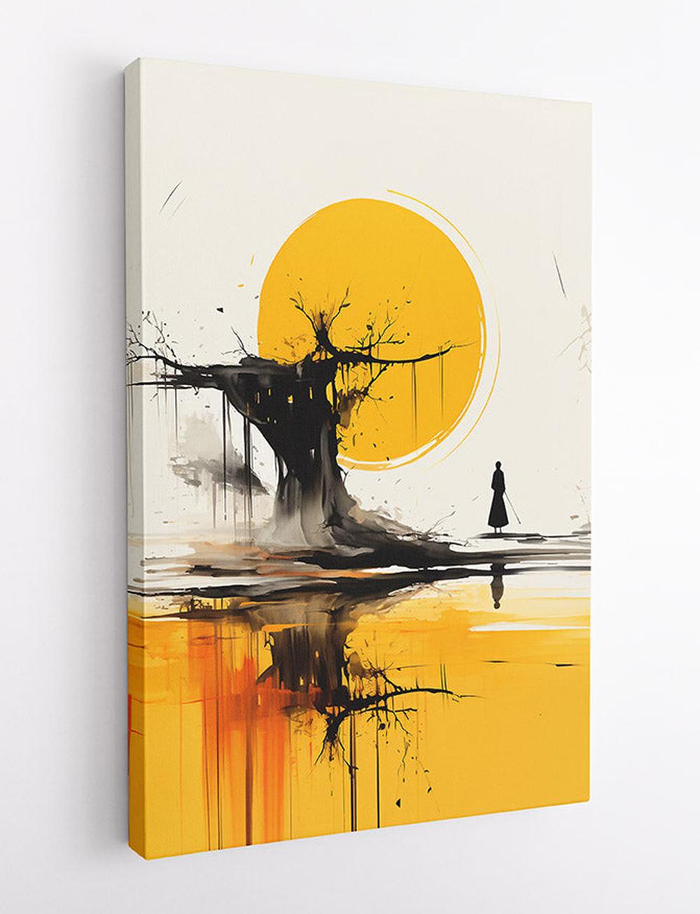Samurai at Dusk Abstract Landscape Print – T512 – AiPrintLab