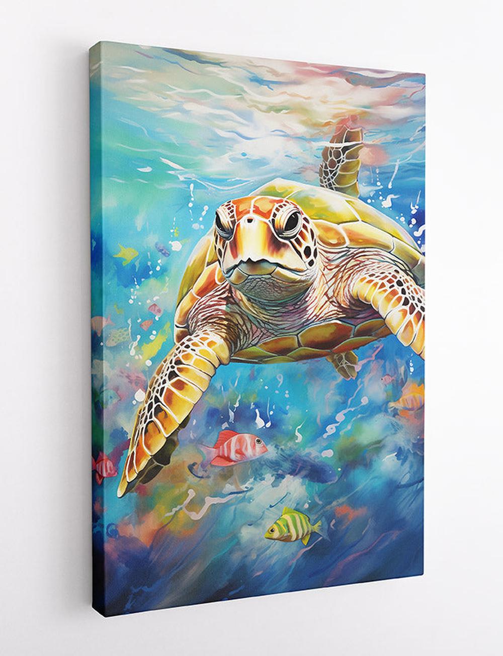 Sea Turtle Underwater Canvas Print & Poster – T581 – AiPrintLab