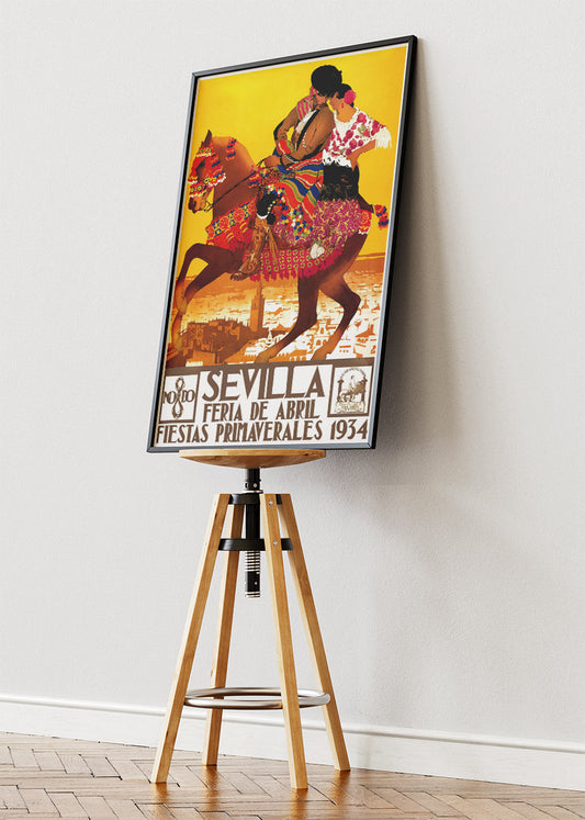 Sevilla Feria de Abril 1934 Poster & Canvas Print – Vintage Spanish Festival Art
