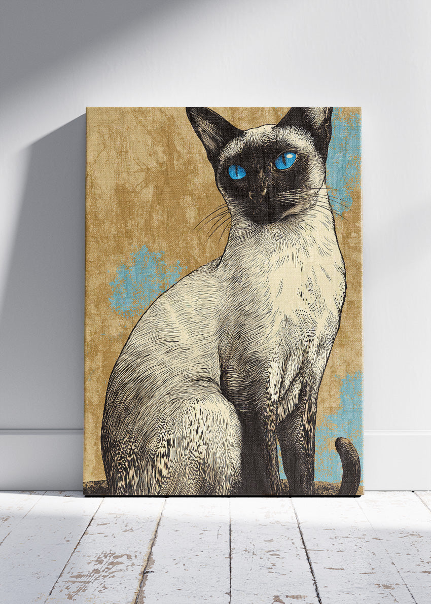 Siamese Cat Canvas Print & Poster – Elegant Blue-Eyed Feline Wall Art