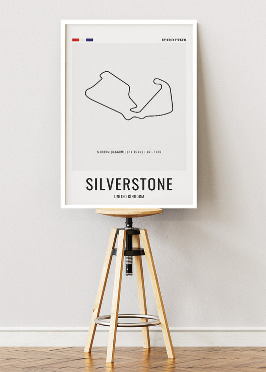 Silverstone Circuit Minimalist Racing Poster & Canvas Print | UK Motorsport Wall Art