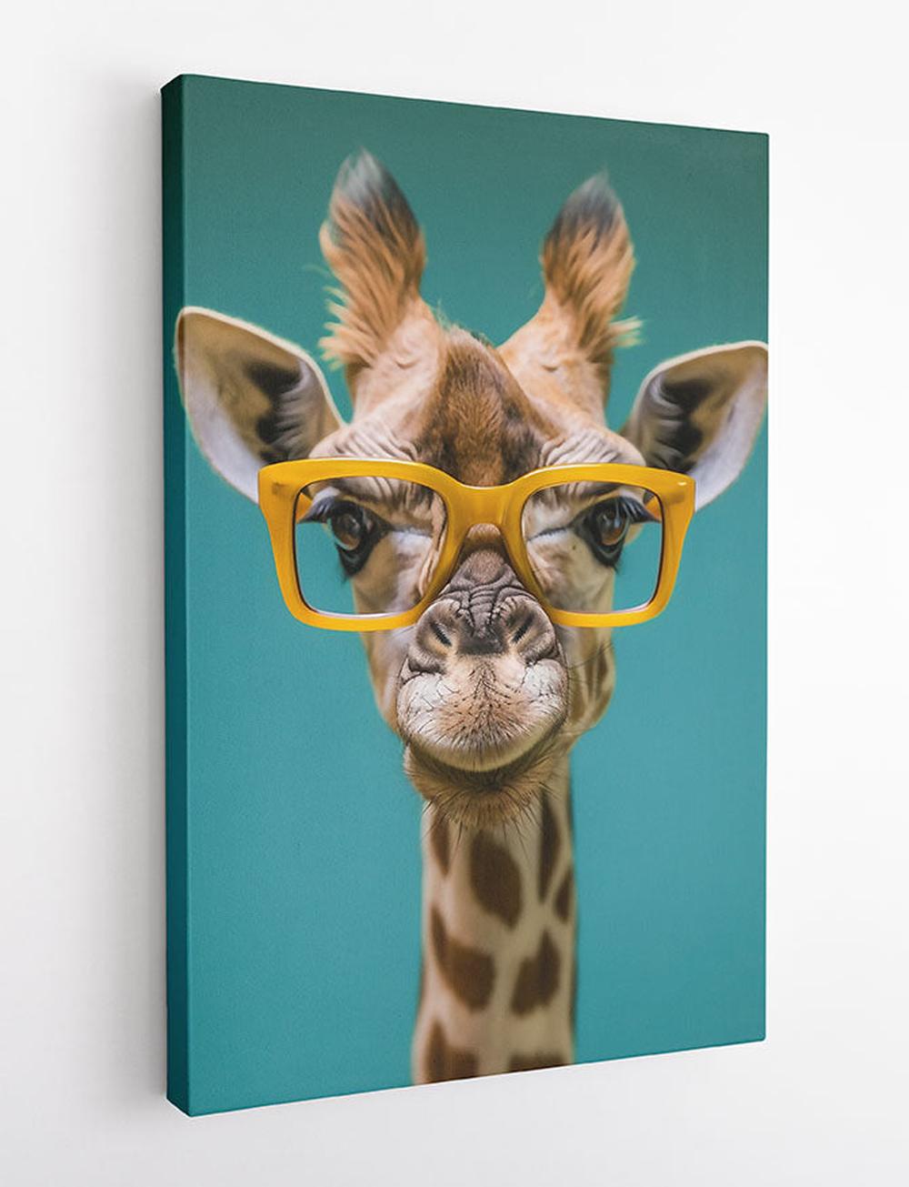 Smarty Giraffe – Funny Animal Portrait Canvas & Poster Art – T808 – AiPrintLab