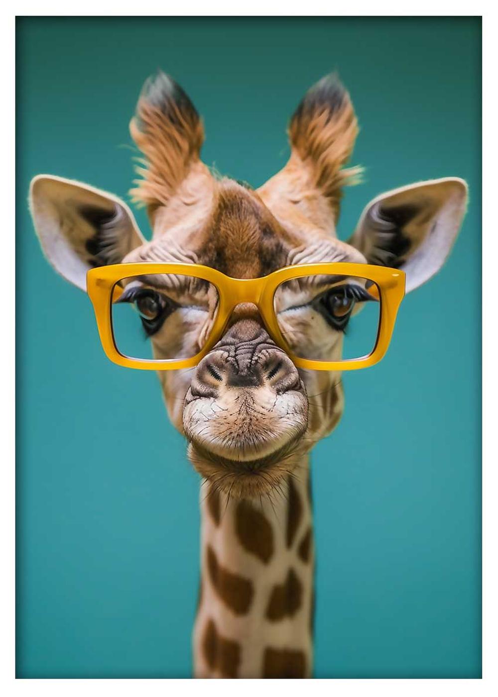 Smarty Giraffe – Funny Animal Portrait Canvas & Poster Art – T808 – AiPrintLab