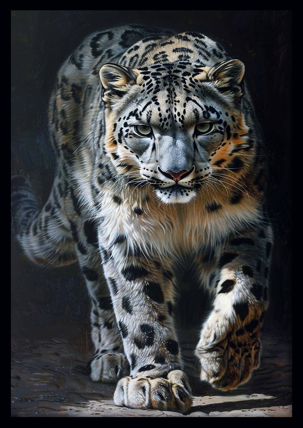 Snow Leopard Close-Up – Powerful Wildlife Canvas & Poster Wall Art – T1104 – AiPrintLab