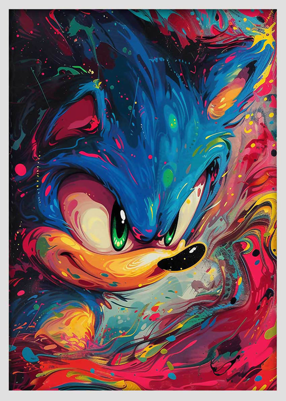 Sonic the Hedgehog Psychedelic Splash Art – Vibrant Gaming Canvas Print – T895 – AiPrintLab