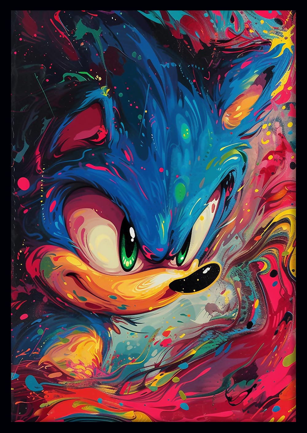 Sonic the Hedgehog Psychedelic Splash Art – Vibrant Gaming Canvas Print – T895 – AiPrintLab