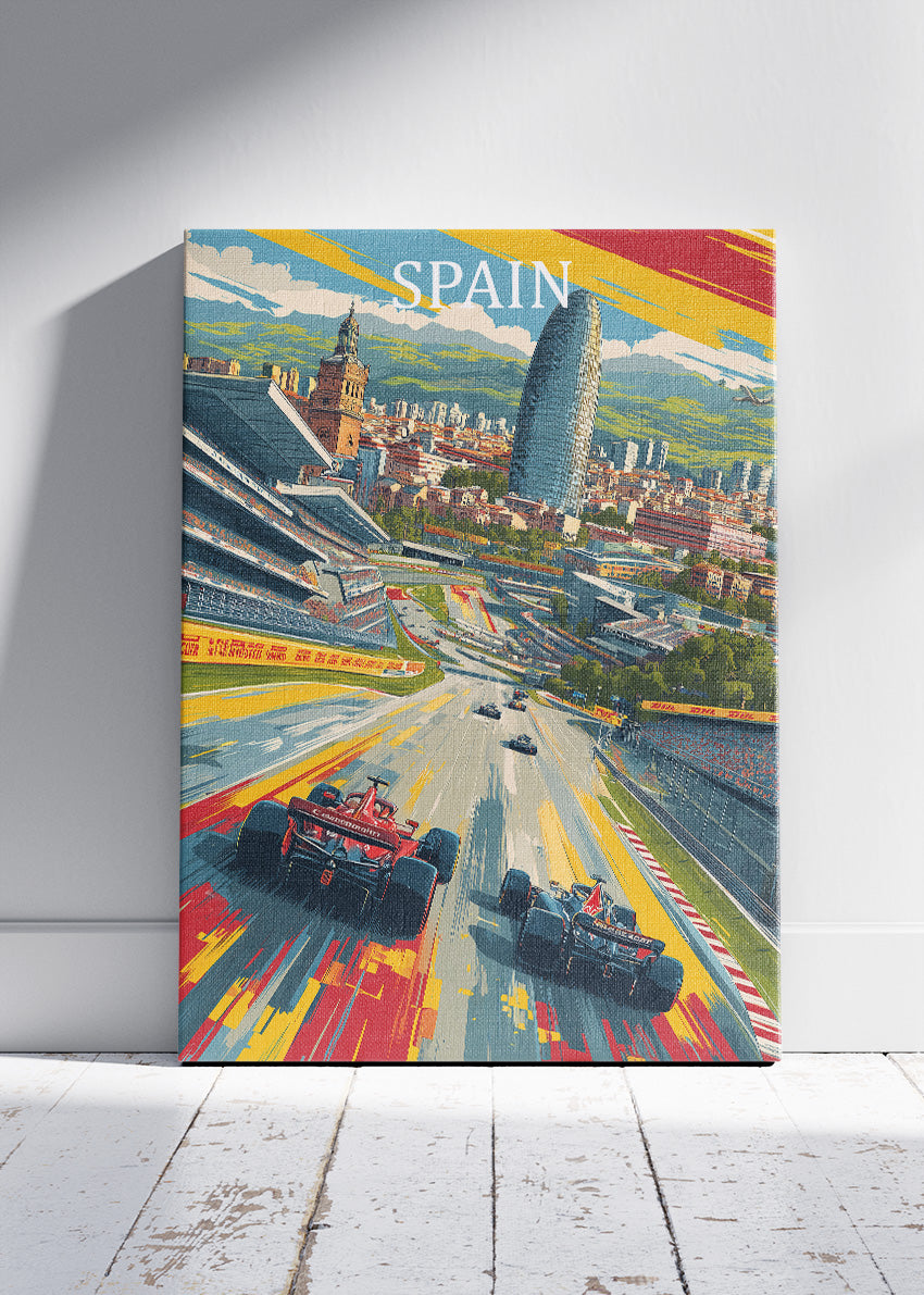 Spain Barcelona Street Circuit Formula 1 Canvas Print & Poster – AI PRINT LAB