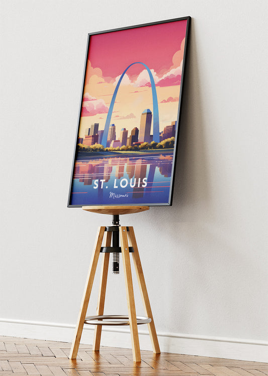 St. Louis Missouri Poster & Canvas Print – Gateway Arch Sunset Skyline Wall Art