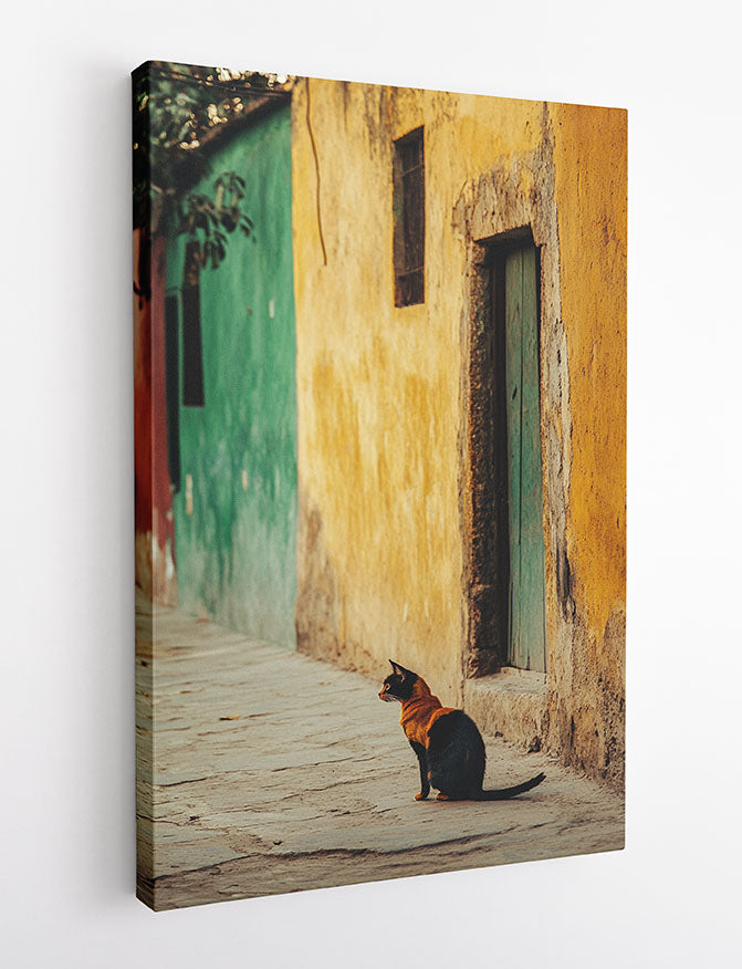 Street Cat by Colorful Walls Canvas Wall Art & Poster Print | Rustic Alleyway Photography – T1334 – Aiprintlab 2