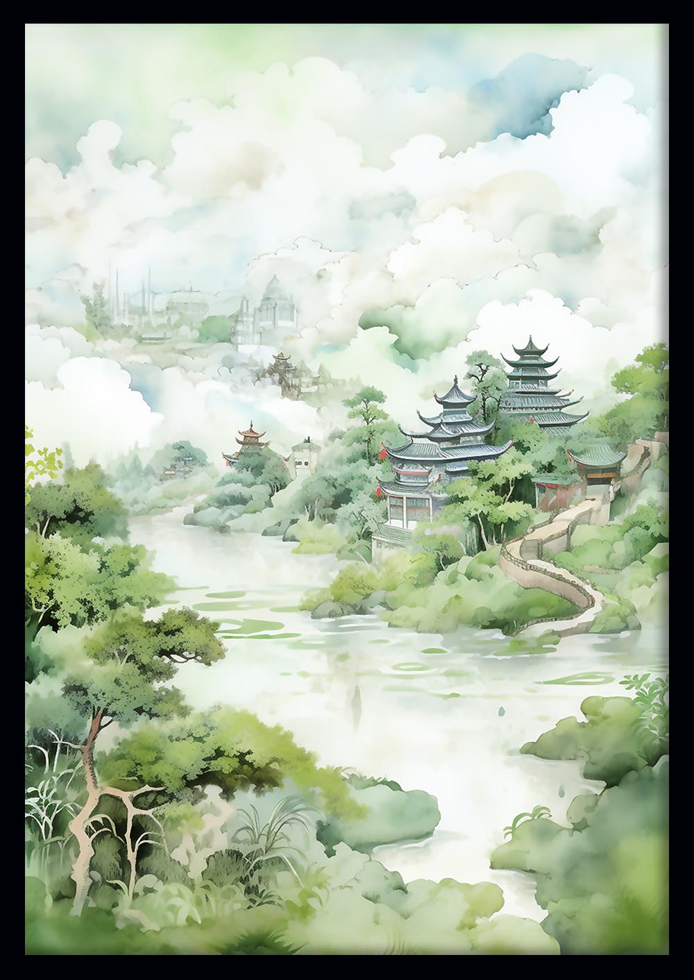 Tranquil Asian Landscape Wall Art Print & Canvas – T756 – AiPrintLab