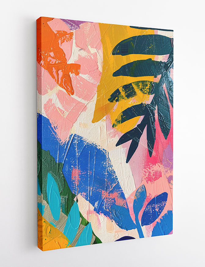 Tropical Jungle Brushstrokes – Bold Abstract Leaf Canvas & Poster Art – T1185 – AiPrintLab