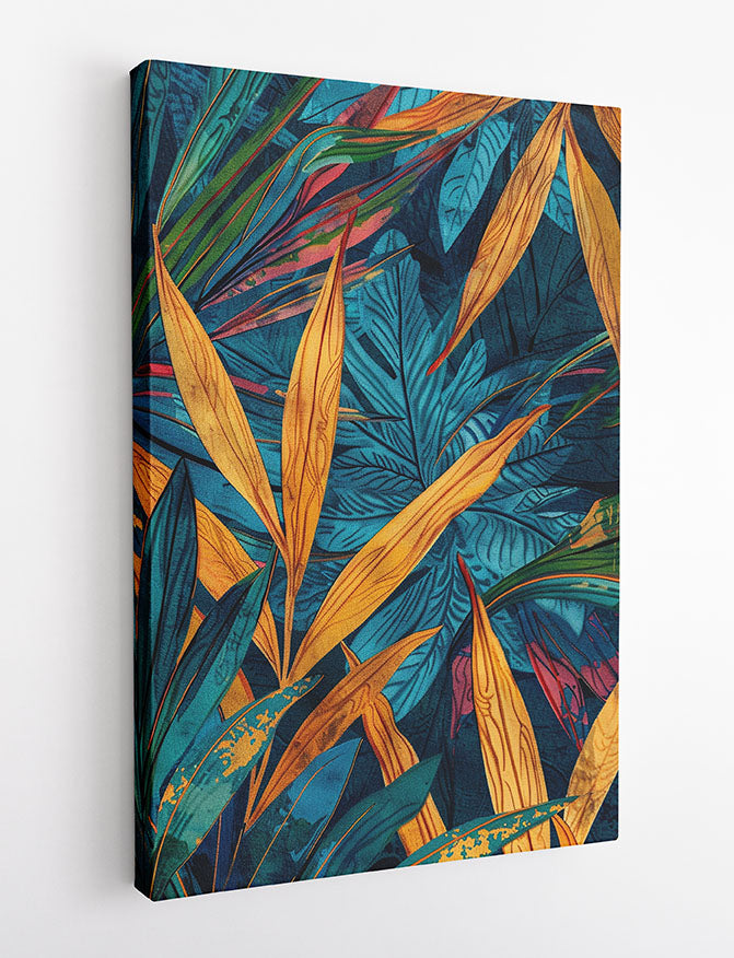 Tropical Jungle Leaves – Vibrant Botanical Canvas & Poster Wall Art – T1097 – AiPrintLab