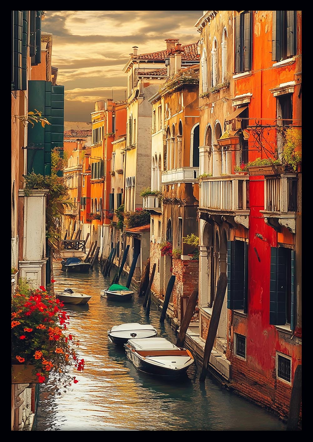 Venice Canal Sunset Canvas Wall Art & Poster Print | Romantic Italian Architecture Scene – T1353 – Aiprintlab 1