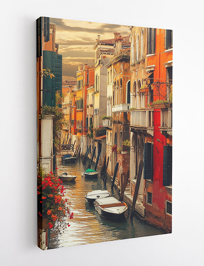 Venice Canal Sunset Canvas Wall Art & Poster Print | Romantic Italian Architecture Scene – T1353 – Aiprintlab 2