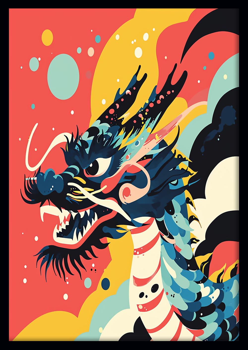 Vibrant Asian Dragon Wall Art Print & Canvas – T757 – AiPrintLab
