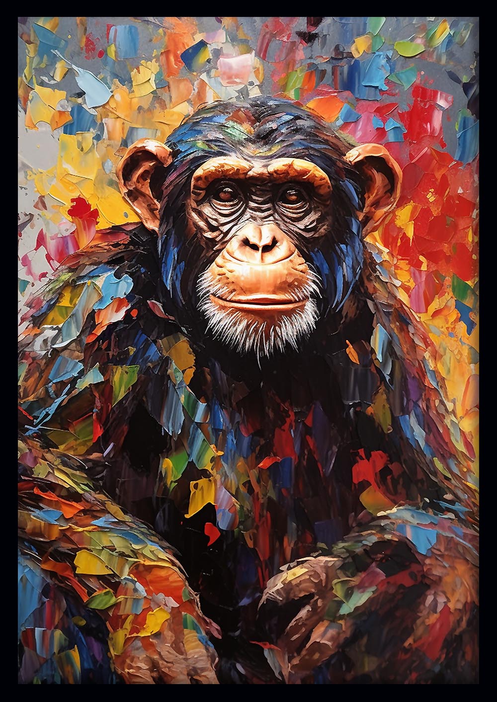 Vibrant Chimpanzee Portrait Canvas Art & Poster – T627 – AiPrintLab