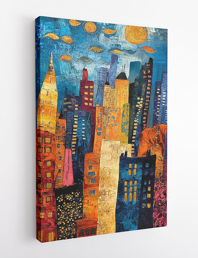 Vibrant Cityscape – Abstract Colorful Canvas & Poster Wall Art – T1045 – AiPrintLab