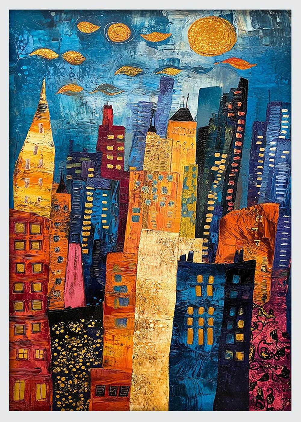 Vibrant Cityscape – Abstract Colorful Canvas & Poster Wall Art – T1045 – AiPrintLab