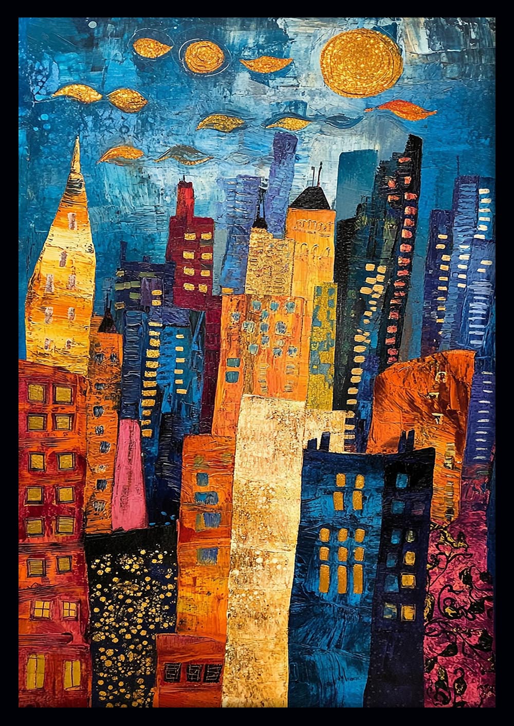 Vibrant Cityscape – Abstract Colorful Canvas & Poster Wall Art – T1045 – AiPrintLab