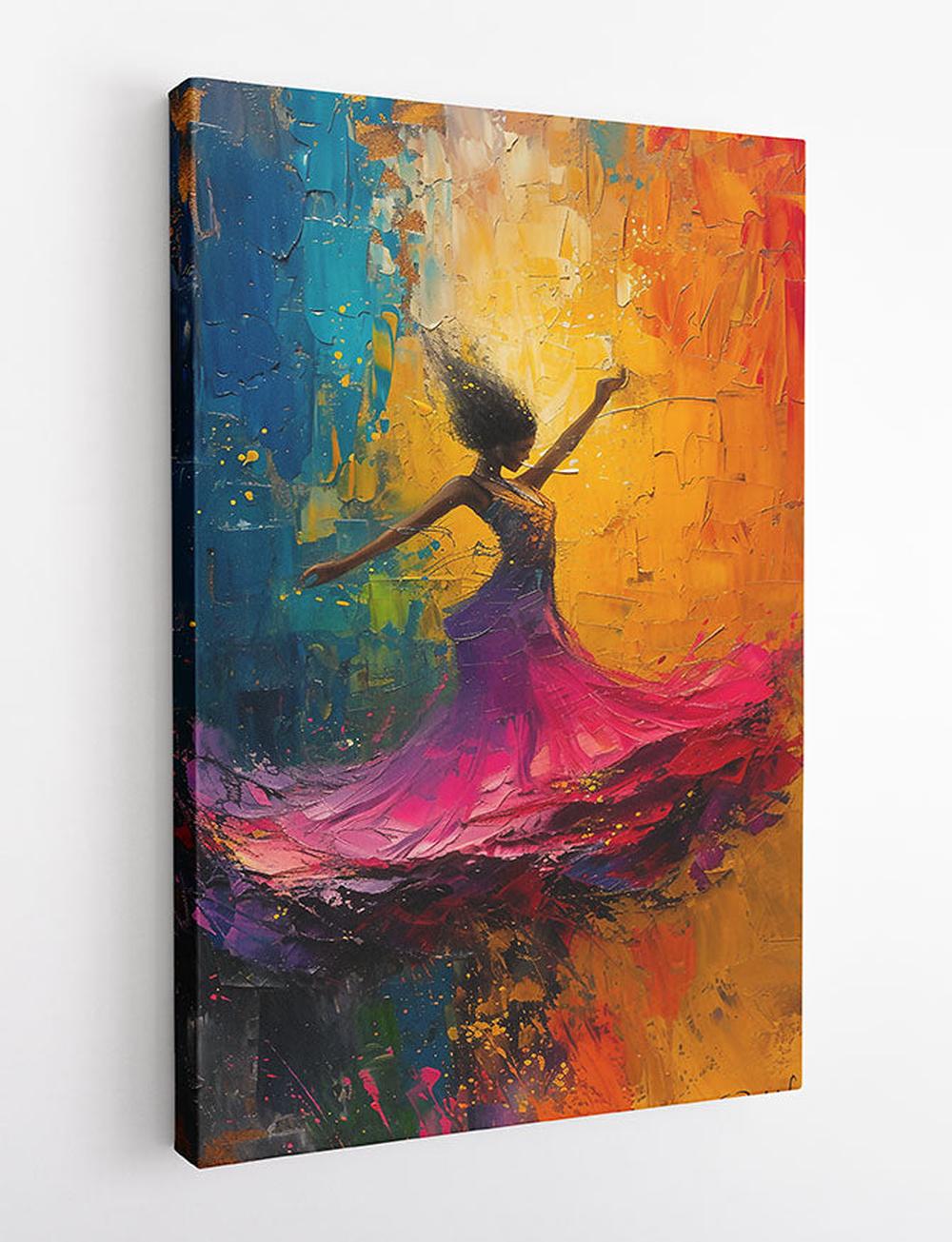 Vibrant Dancing Woman – Abstract Expressionist Poster & Canvas Wall Art – T772 – AiPrintLab