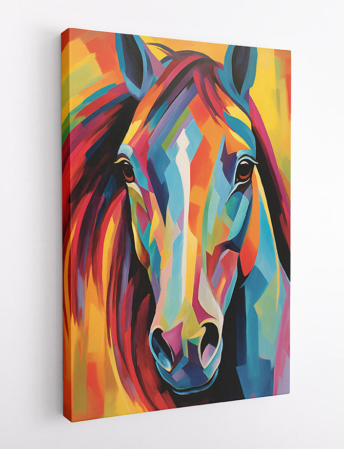Vibrant Geometric Horse Portrait Canvas Art & Poster – T659 – AiPrintLab