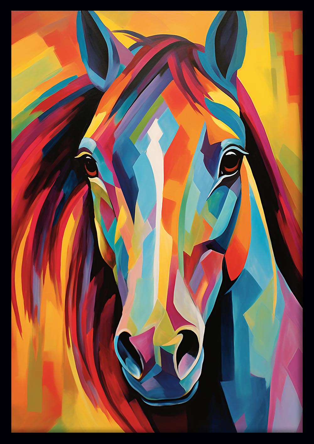 Vibrant Geometric Horse Portrait Canvas Art & Poster – T659 – AiPrintLab