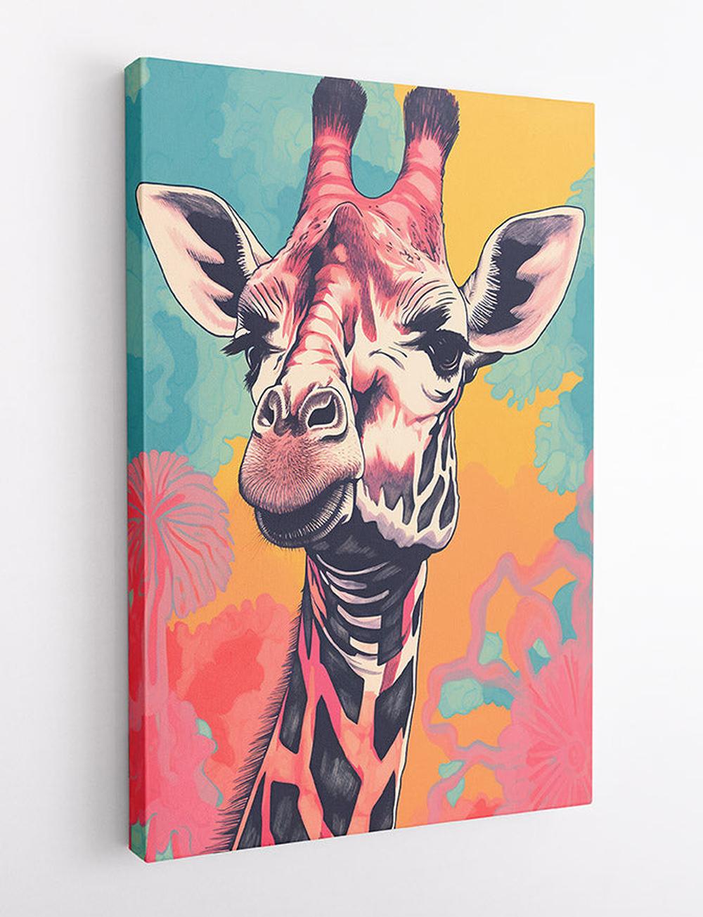 Vibrant Giraffe Portrait Pop Art Canvas & Poster – T656 – AiPrintLab