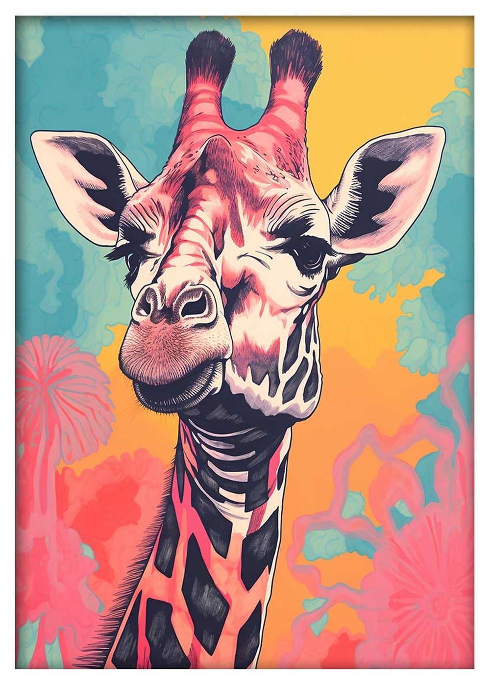 Vibrant Giraffe Portrait Pop Art Canvas & Poster – T656 – AiPrintLab