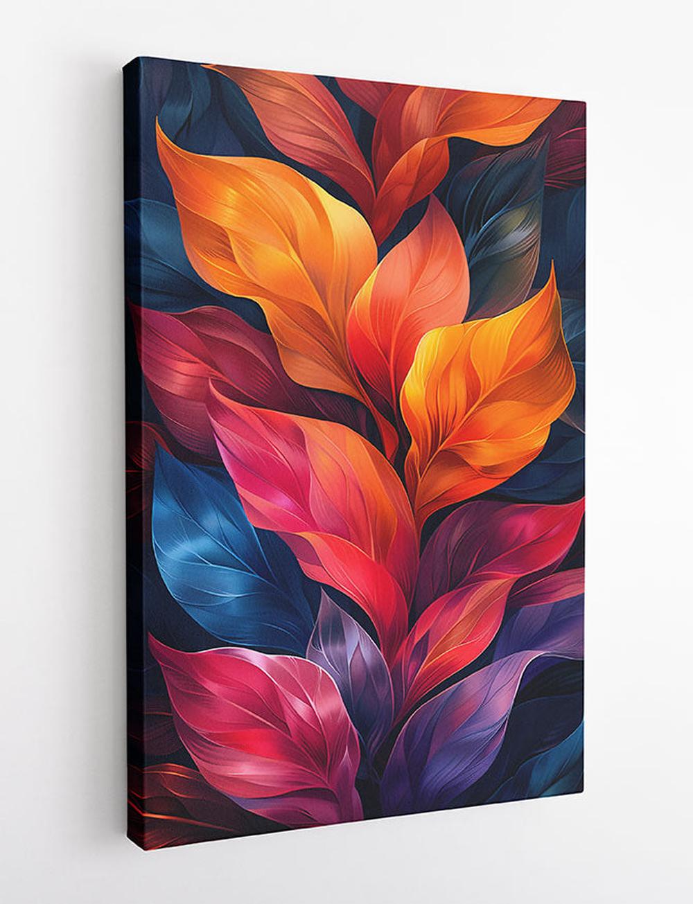 Vibrant Gradient Leaves – Multicolor Botanical Canvas & Poster Wall Art – T898 – AiPrintLab
