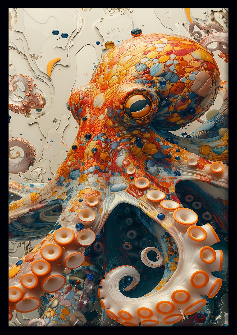 Vibrant Octopus Close-Up – Deep Sea Creature Canvas Wall Art & Poster Print – T1178 – AiPrintLab