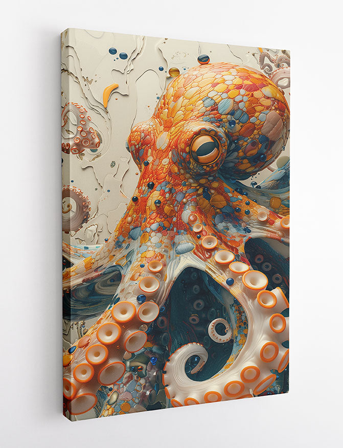 Vibrant Octopus Close-Up – Deep Sea Creature Canvas Wall Art & Poster Print – T1178 – AiPrintLab