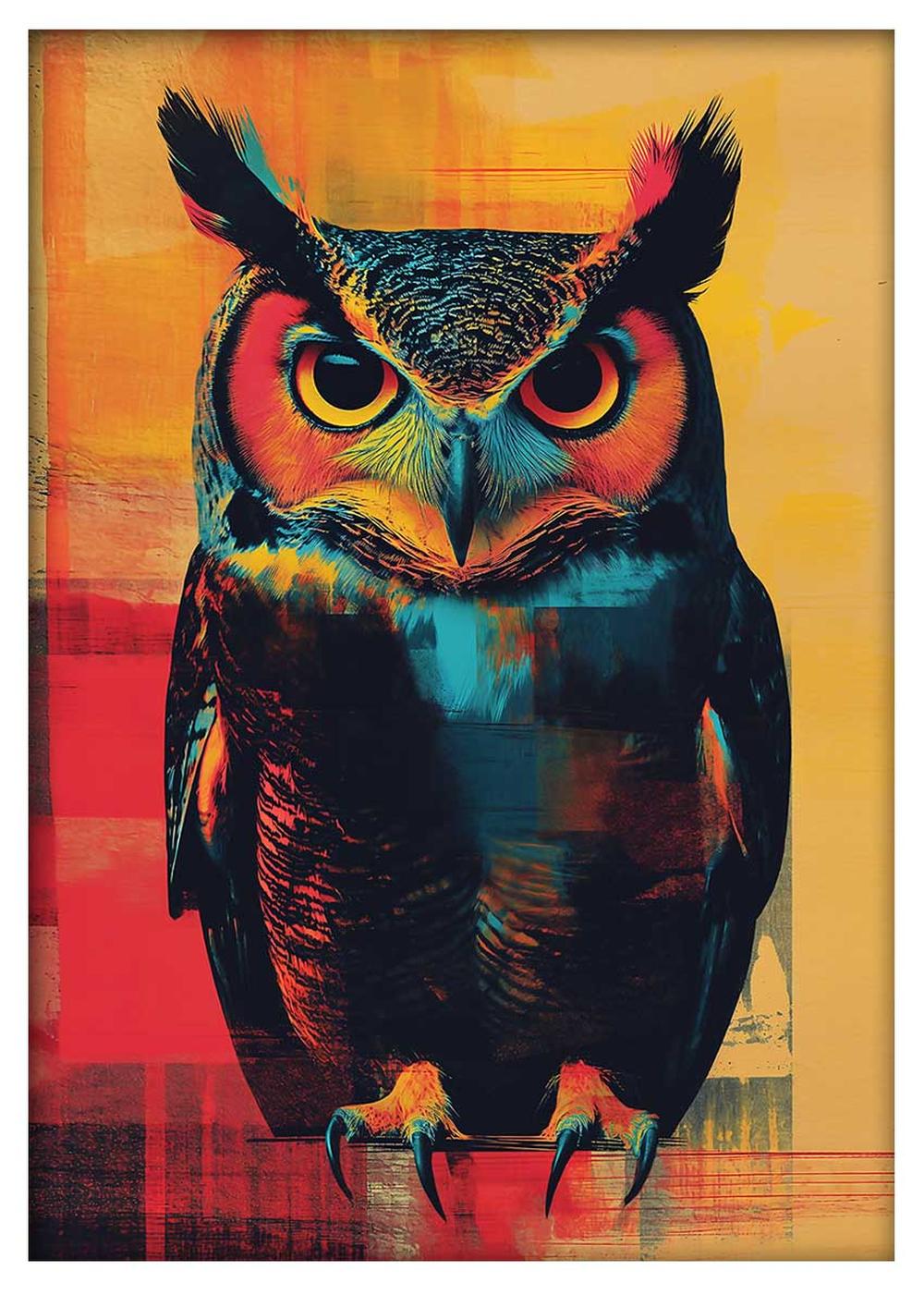 Vibrant Owl Canvas Print & Poster – T593 – AiPrintLab