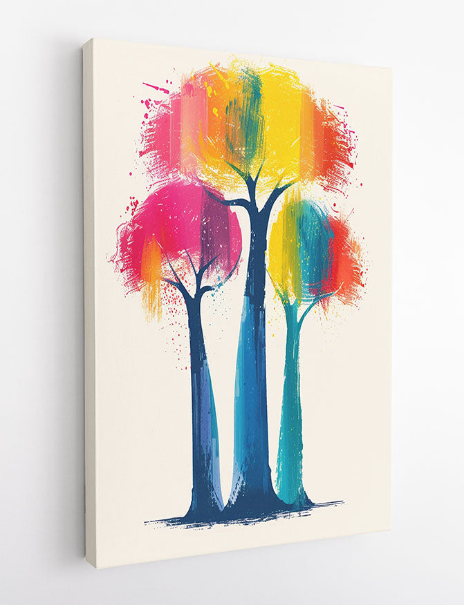 Vibrant Tree Trio – Colorful Abstract Nature Poster & Canvas Wall Art – T1132 – AiPrintLab