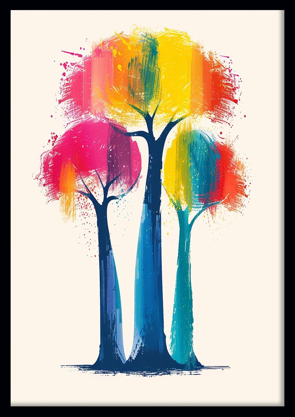 Vibrant Tree Trio – Colorful Abstract Nature Poster & Canvas Wall Art – T1132 – AiPrintLab