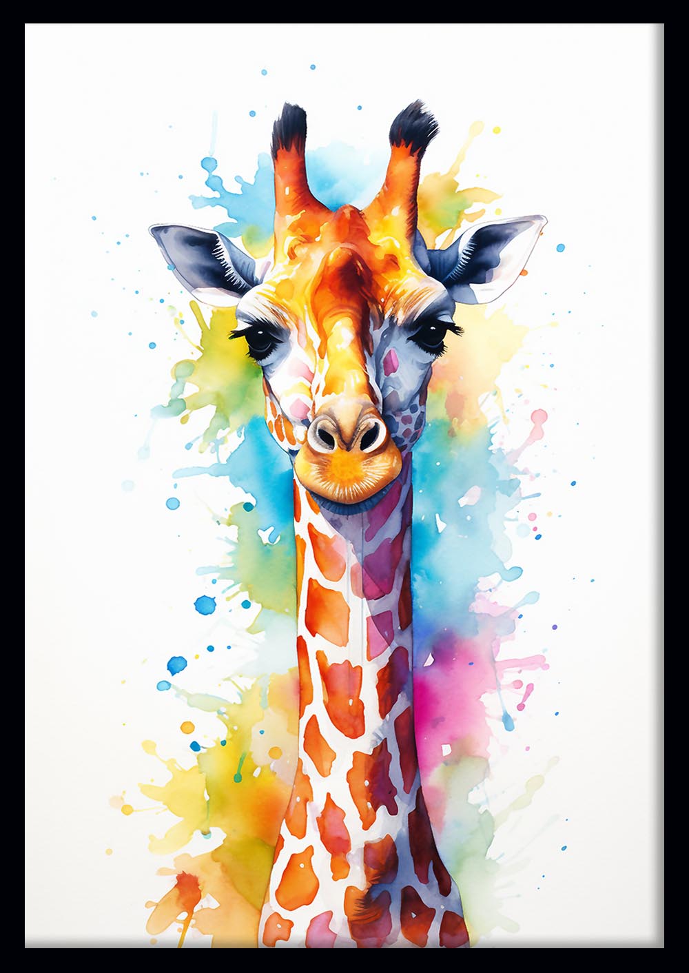 Vibrant Watercolor Giraffe Canvas Art & Poster – T619 – AiPrintLab