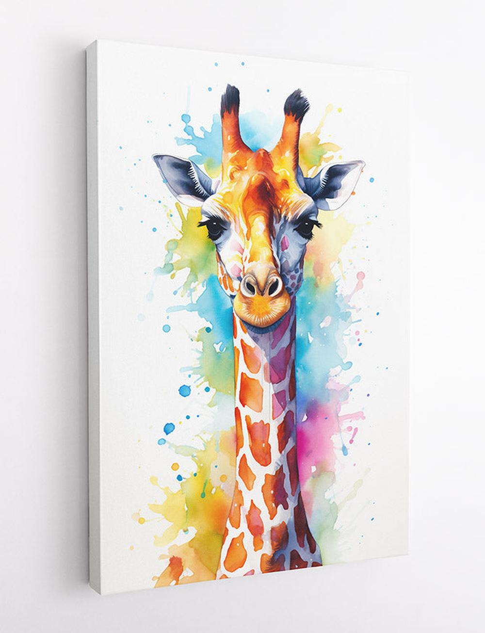Vibrant Watercolor Giraffe Canvas Art & Poster – T619 – AiPrintLab