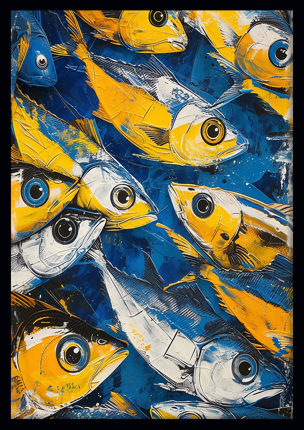 Vibrant Yellow and Blue Fish Pop Art Canvas Print & Poster – T670 – AiPrintLab