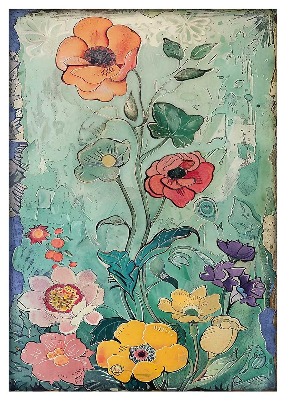 Vintage Botanical Flowers – Poster & Canvas Wall Art – T773 – AiPrintLab