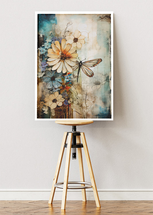 Vintage Butterfly Floral Garden Canvas & Poster Print – AI PRINT LAB