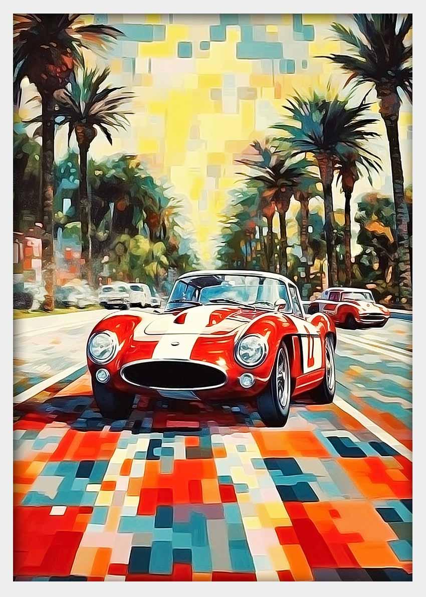 Vintage Red Racer Canvas & Poster Wall Art T359 Expressive Collection