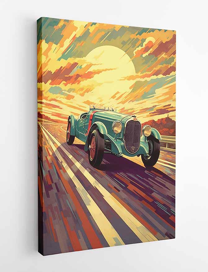 Vintage Red Racer Canvas & Poster Wall Art T374 Expressive Collection