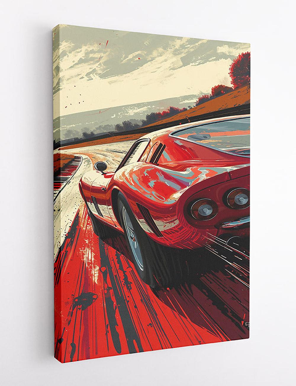 Vintage Red Racing Car Canvas Print & Poster – T588 – AiPrintLab