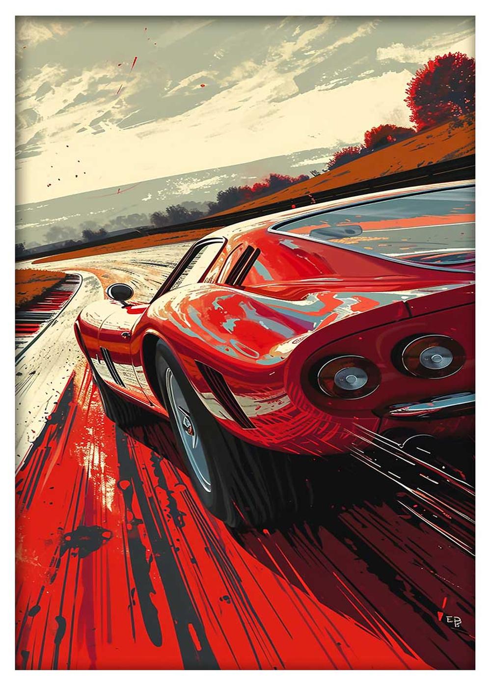 Vintage Red Racing Car Canvas Print & Poster – T588 – AiPrintLab