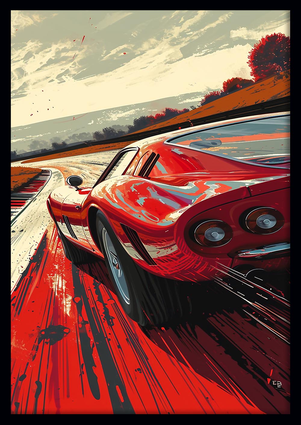 Vintage Red Racing Car Canvas Print & Poster – T588 – AiPrintLab