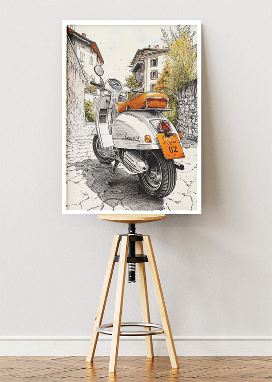 Vintage Vespa Scooter Street Poster Canvas & Print – AI PRINT LAB