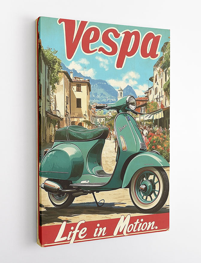 Vintage Vespa Scooter Canvas Wall Art & Poster Print | Retro Italian Travel Poster – T1349 – Aiprintlab 2